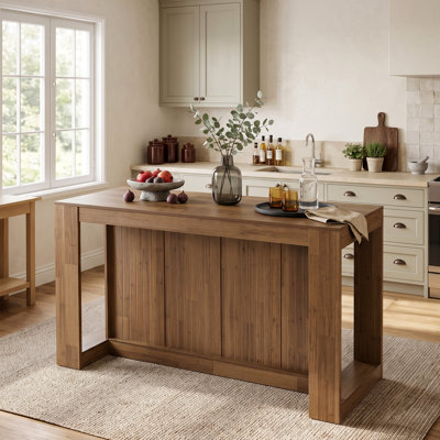 62.99-inch Wooden Kitchen Island with Generous Under-Table Space For Kitchen Dining Room