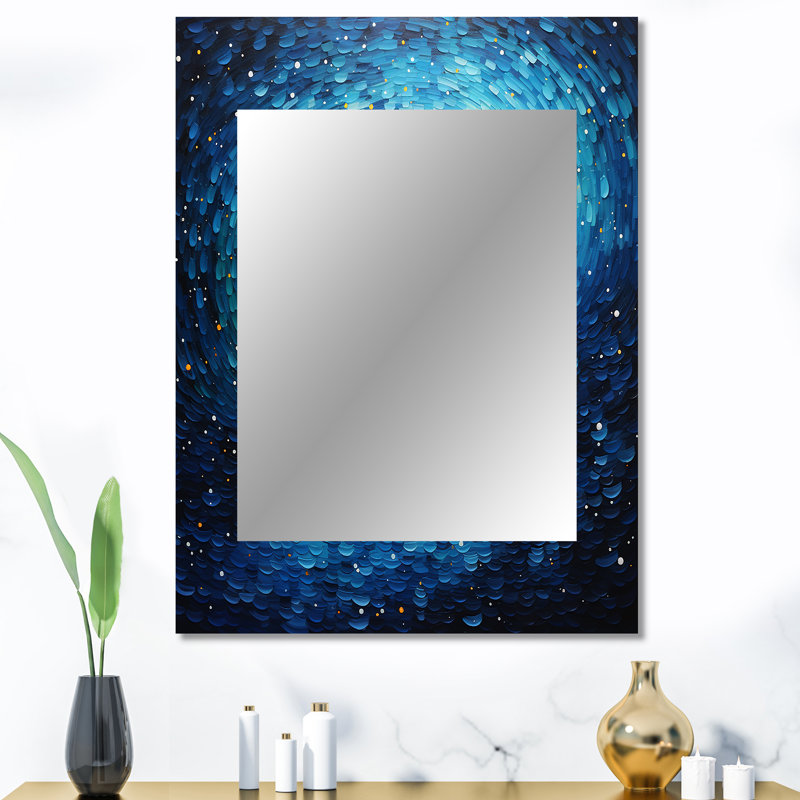 Pointillism River Majestic Cascade - Traditional Wall Mirror, 40" x 30"