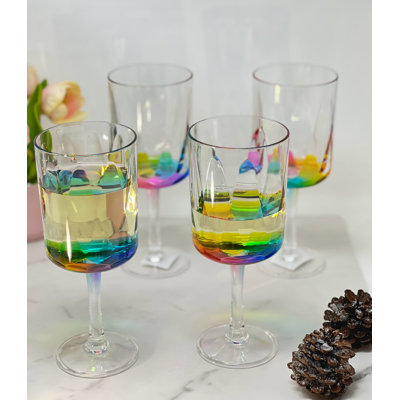 Ensemble de 4 verres à vin en plastique Rainbow Diamond