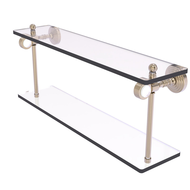 Étagère à 2 niveaux Jarrell, H 5,12 po x l 22 po x p 9,3 po, Étain antique