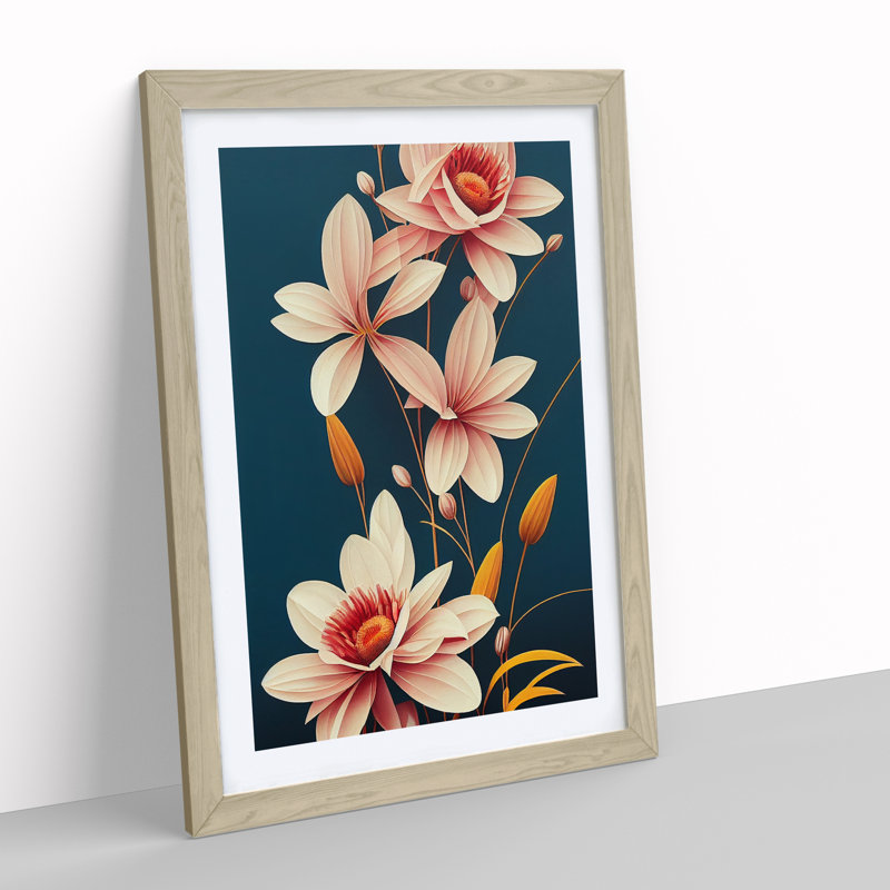 Enlightened Flowers - Framed Print, 64cm H x 46cm W, Oak