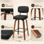 Tabouret de bar pivotant rembourré Hesson, hauteur du siège 29,5 po, structure en bois (ensemble de 2)-835608410-835608389