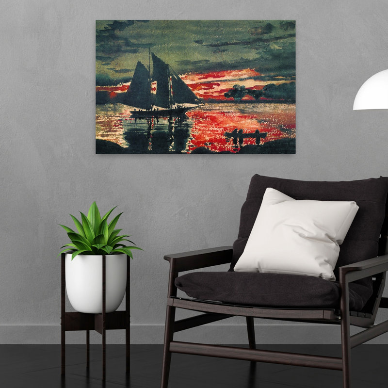 Coucher de soleil, 1880, océan côtier classique, reproduction d'art mural, H 16 po x l 24 po