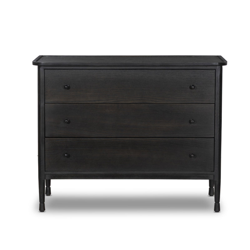 Franny 3 Drawer Chest-Saddle Brown, Espresso Oak Veneer