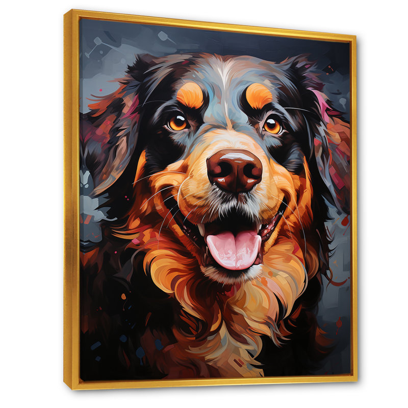 Bernese Mountain Majesty I sur toile, Cadre flottant doré, H 20 po x l 12 po x P 1 po
