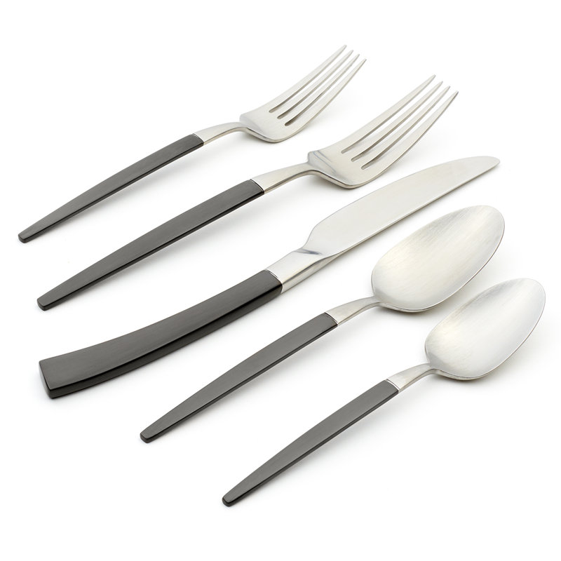 Adjacent 20 Piece Flatware Set, Black/Silver