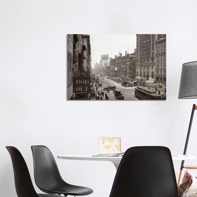 1920s Overhead Sixth Avenue Hippodrome Theater Car and Pedestrian Traffic Workers Digging Subway New York City NY USA 1 Piece Wrapped Canvas Wall Art