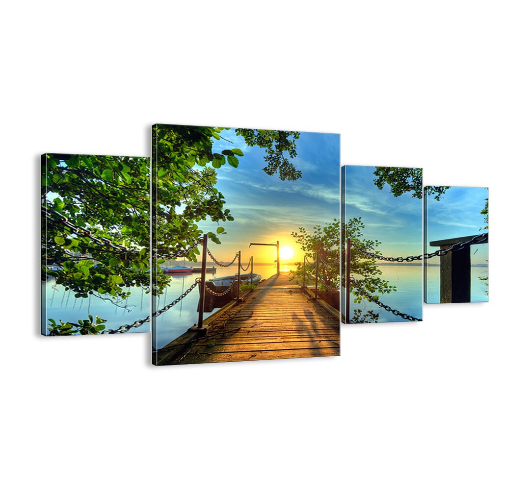 4-tlg. Leinwandbilder-Set - Fotografie „Sunset over the Water”