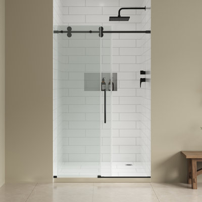 Ove Decors Reva X P 74 po H Porte de douche coulissante droite sans cadre en verre transparent