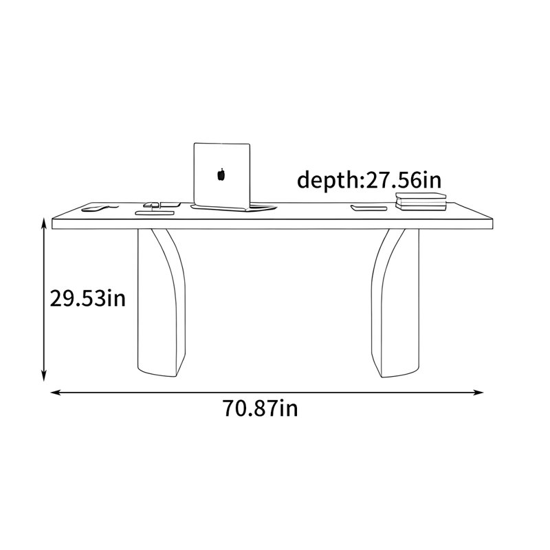 Bureau à domicile de style italien, H 29,53 po x l 70,87 po x P 27,56 po