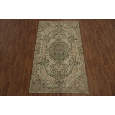 Ornate Vintage Turkish Distressed Rug 5x9