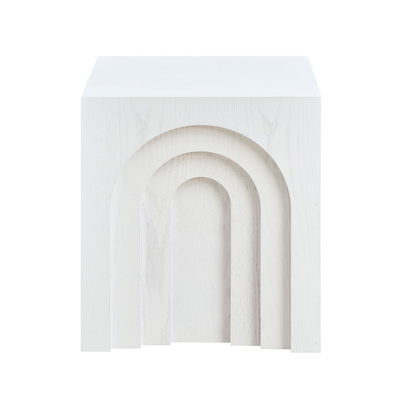 15.74-inch Square Side Table, Small Coffee Table, Accent Table Nightstand, White
