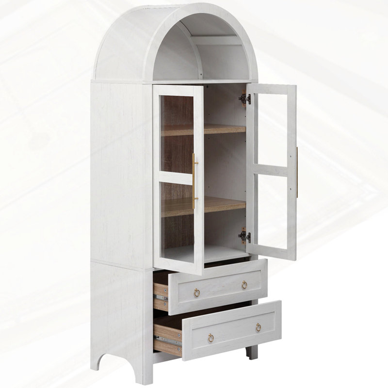 Grand garde-manger arqué avec 2 grands tiroirs, Gris