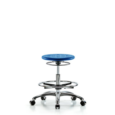 Huron Adjustable Height Ergonomic Lab Stool with Footring Pedestal Base
