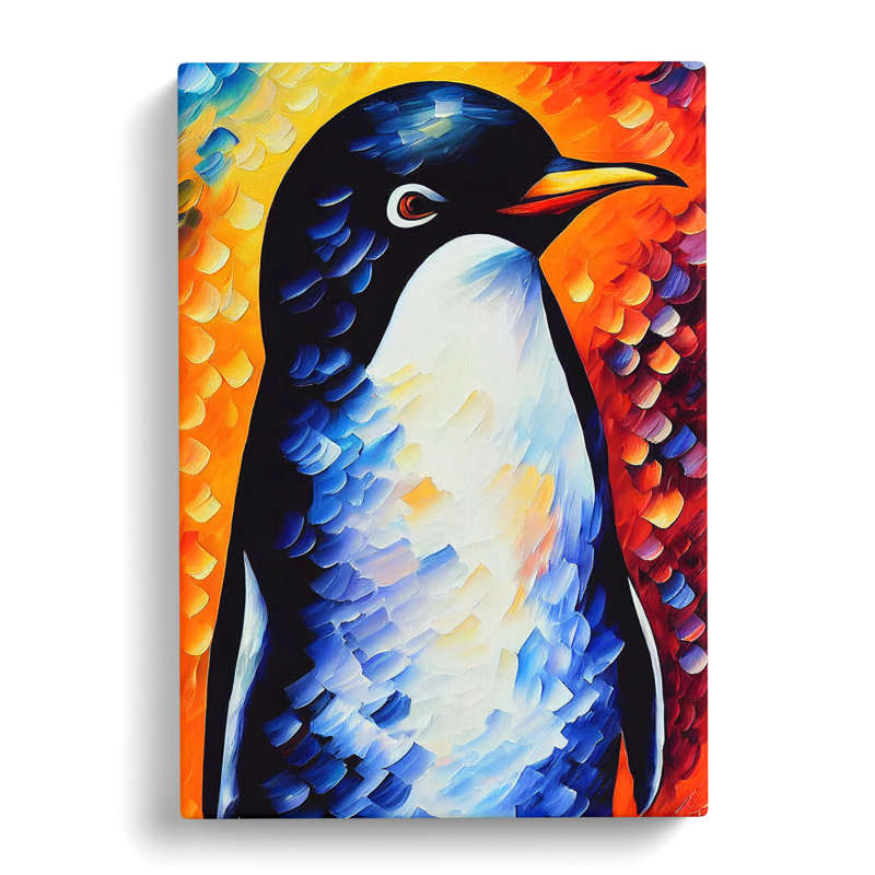Penguin Portrait No.1 - Wall Art, Wrapped Canvas, 50cm H x 35cm W, No Matte