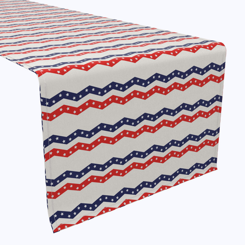 Table Runner, 100% Cotton, 16X108", Patriotic Chevron, 108" L x 16" W