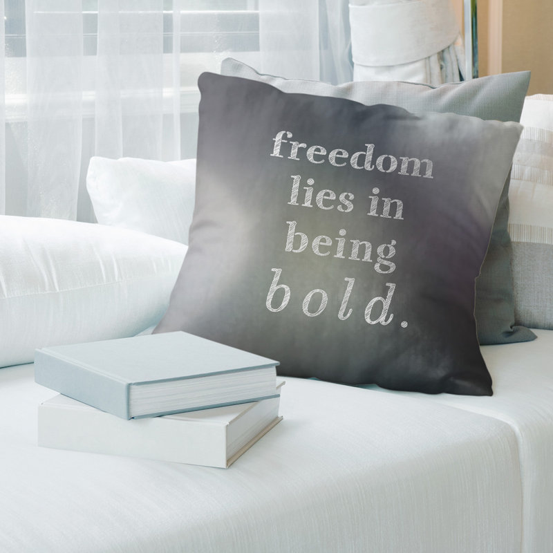 Housse de coussin en lin Handwritten Be Bold, 20 po x 20 po, Noir / Blanc