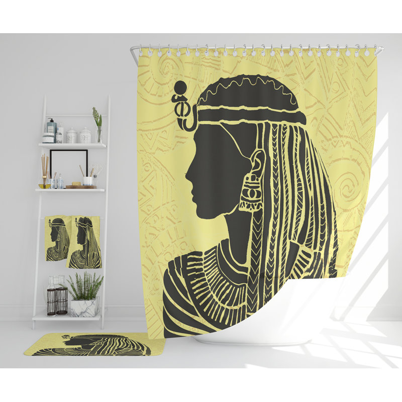 Neille Polyester Shower Curtain Set, Yellow