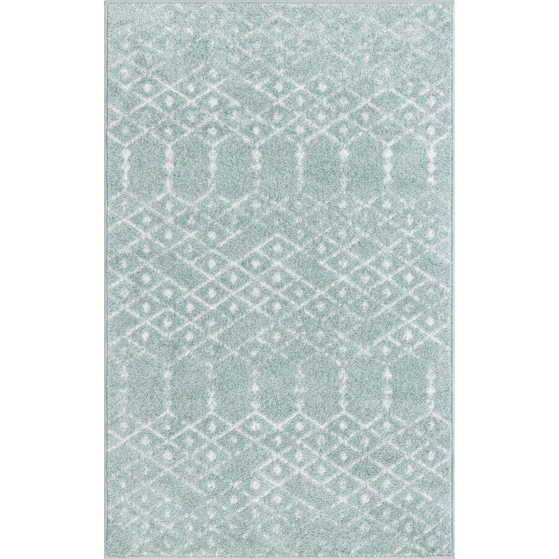 Sierra Geometric Area Rug, Rectangle 3'3" x 5'3", Aqua