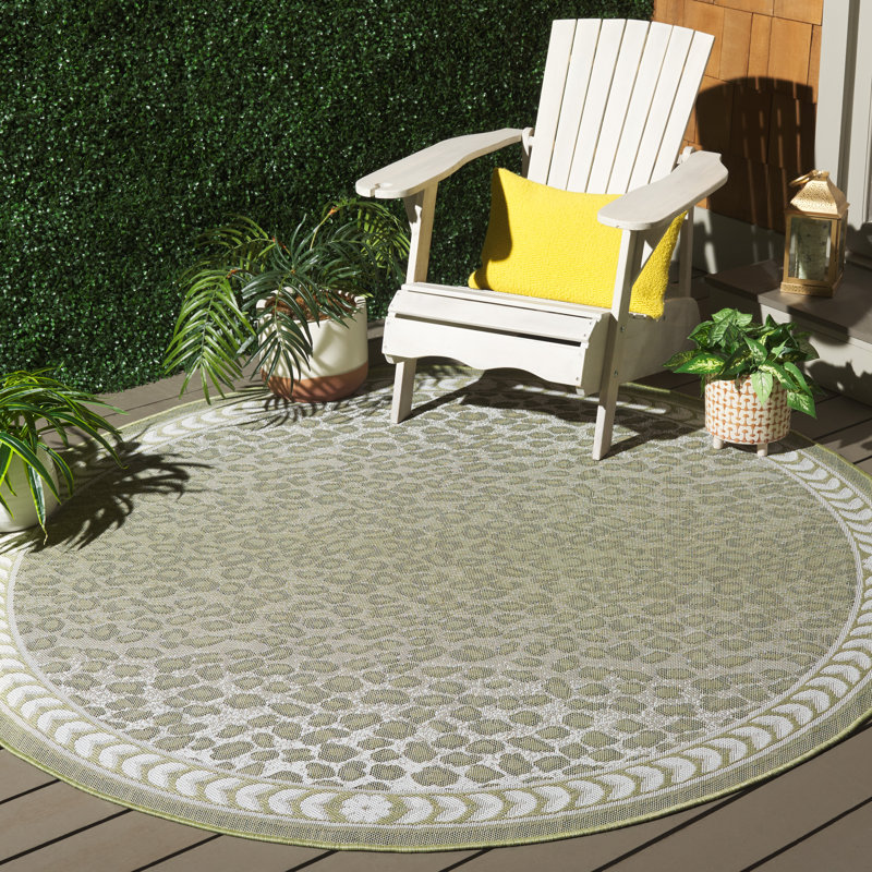 Tapis intérieur / extérieur vert Monteiro, Rond 6 pi 7 po