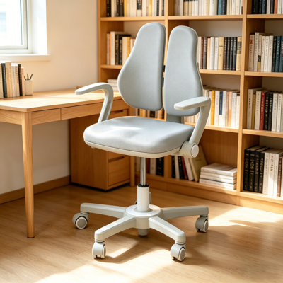 Desk Chair, Ergonomic Study Chair For Kids With Lumbar Support， Adjustable Height, Flip-up Armrests,kids Study Chair With Adjustable Backrest For Home Bedroom
