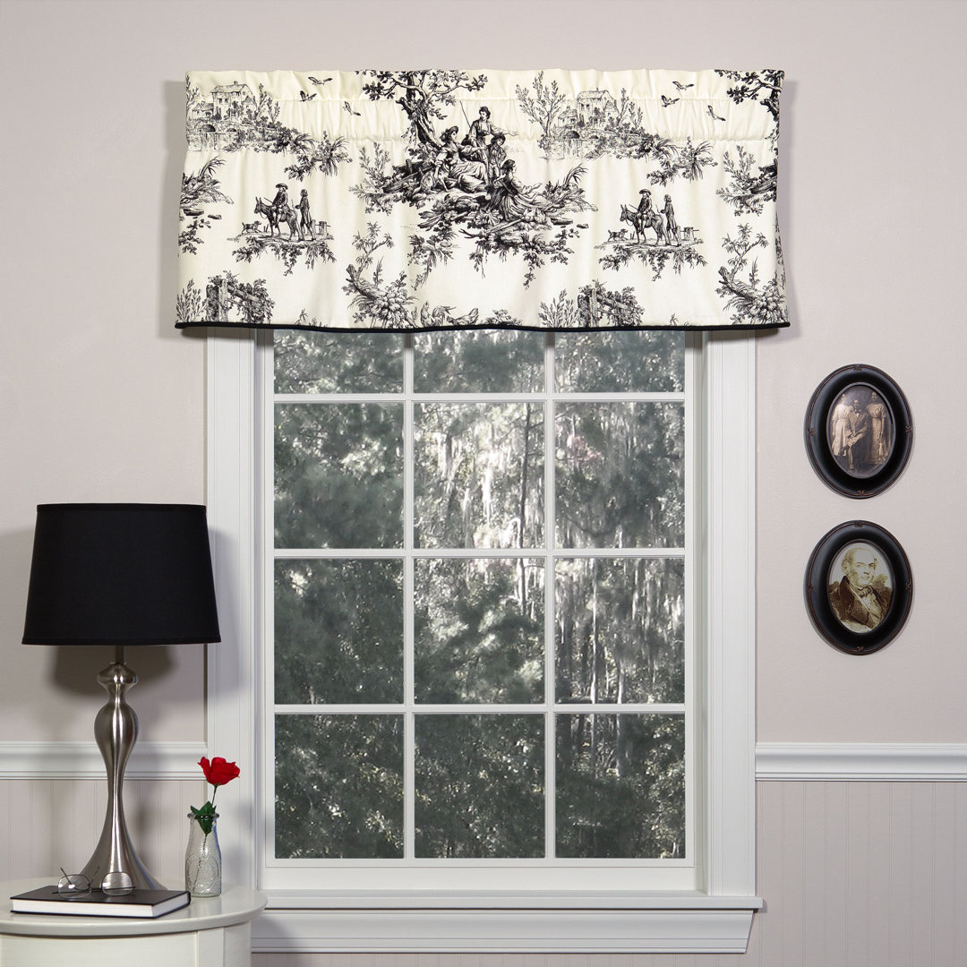 Bouver Black Traditional Cotton Toile Tailored Swag/Valance Thomasville At Home 