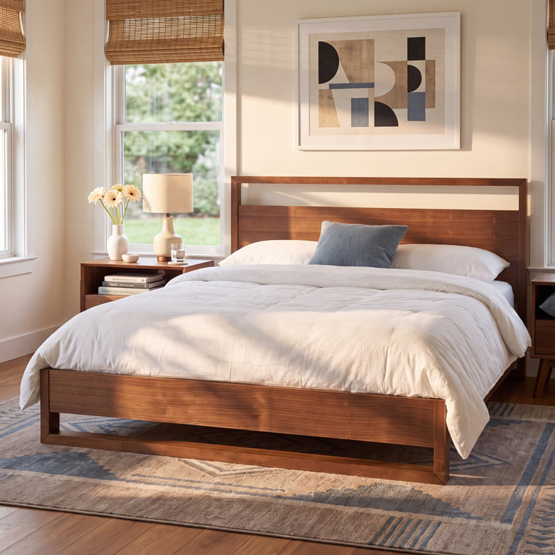 Alvarez Platform Bed, King, Walnut