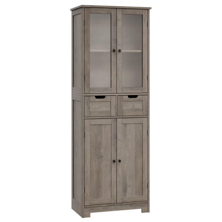 Hunsberger 23.6'' W x 67'' H x 11.8'' D Linen Cabinet with 2 Drawers
