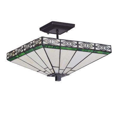 Plafonnier semi-encastré géométrique 14 po 2 lumières unique Seth