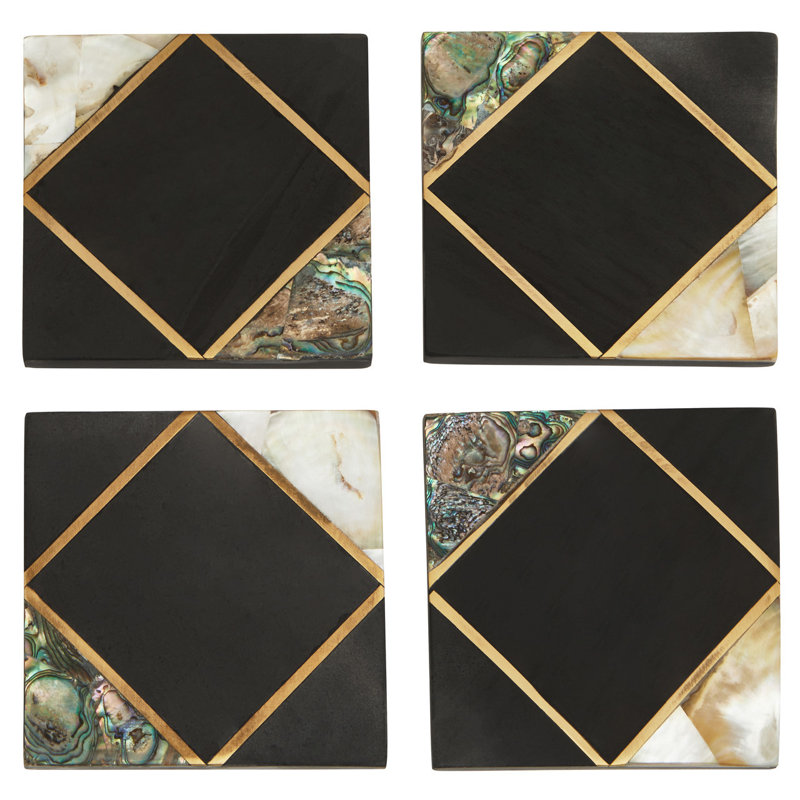 Stoneware Square 4 Piece Coaster Set