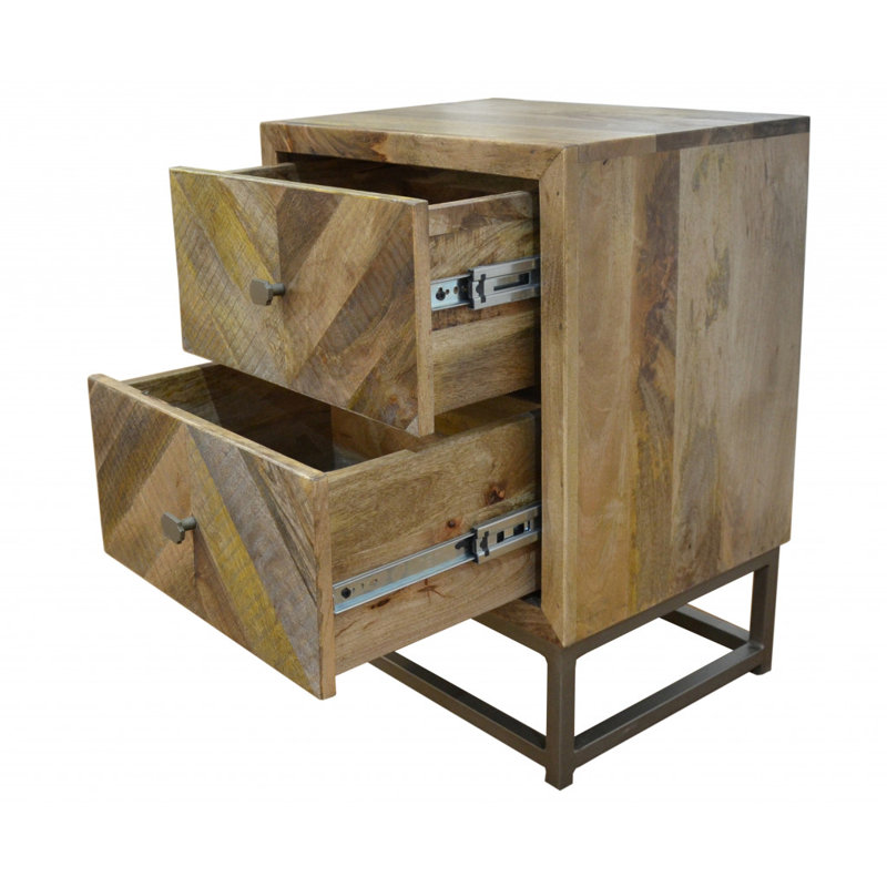 Table de chevet 2 tiroirs en brun