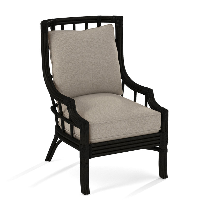 Fauteuil large 28,5 po Seville, Tissu beige performant - 0851-73, Noir antique