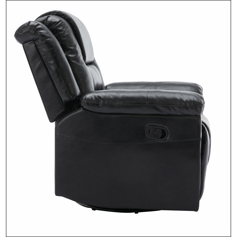 360°Swivel and Rocking Home Theatre Recliner Manual Recliner Chair with Wide Armrest, Black