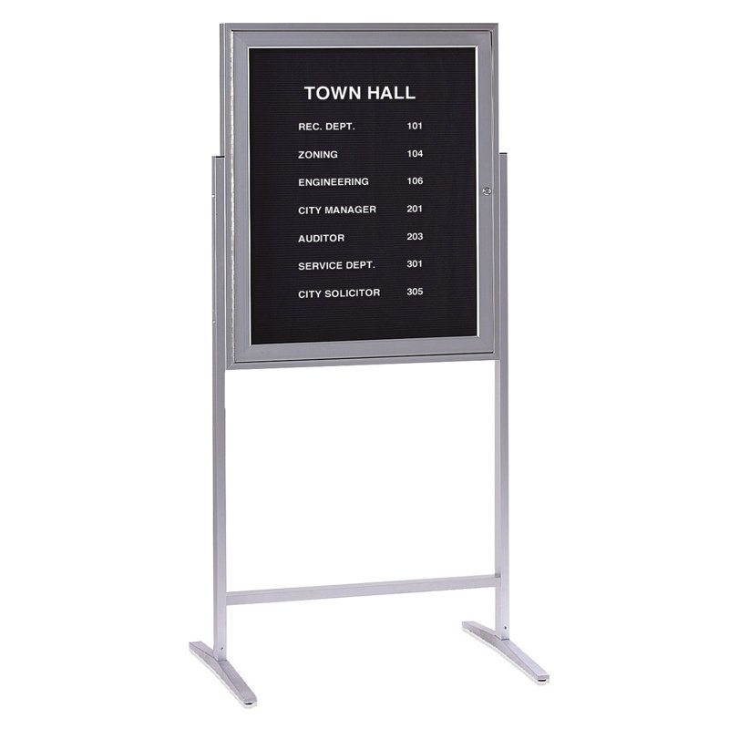Babillard autoportant Ghent Sentry, Aluminium satiné, H 5 pi 8 po x l 2 pi 8 po