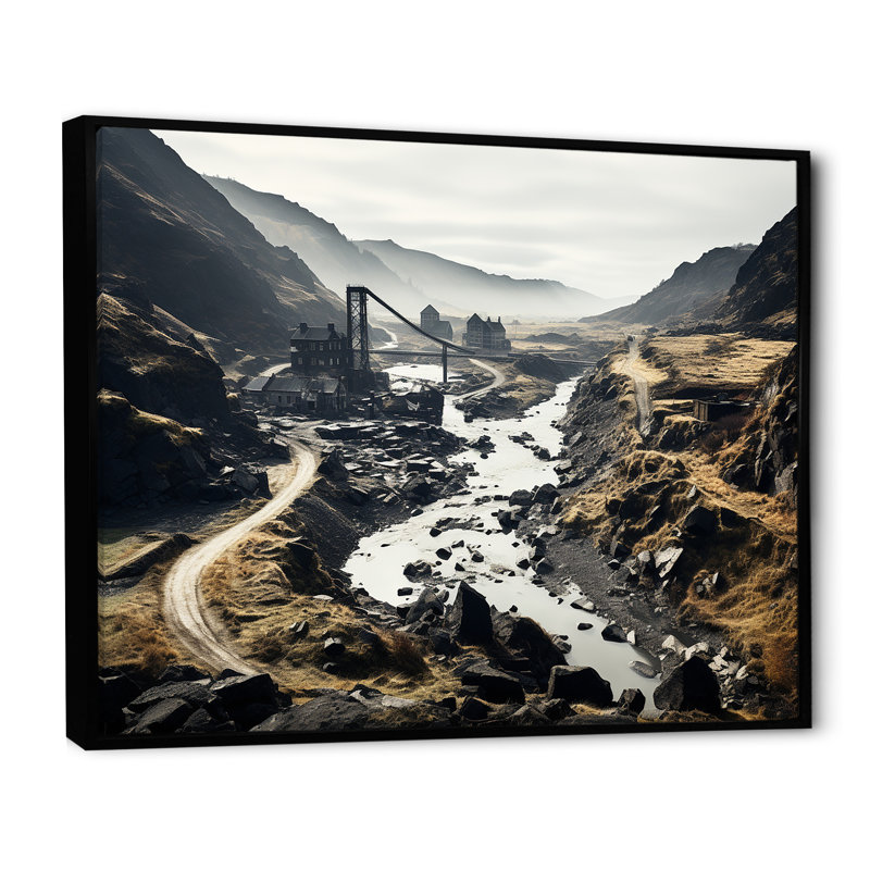 Moody Serenity Landscape I, Cadre flottant noir, H 16 po x l 32 po x P 1 po