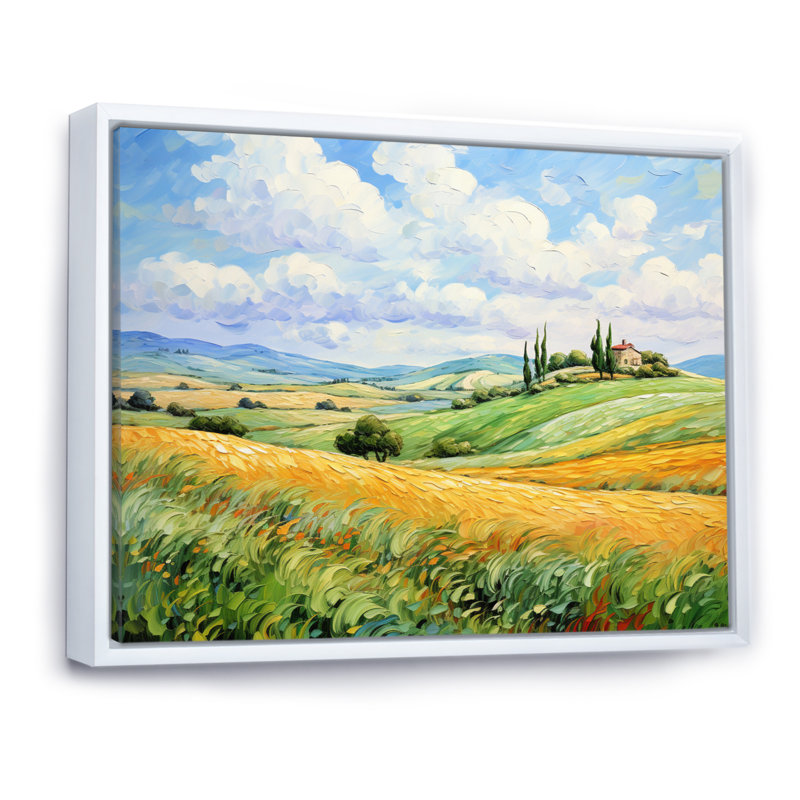 Van Gogh, reproduction d'art sur toile, "Rolling Hills I", H 24 po x l 32 po x P 1 po, Cadre flottant blanc