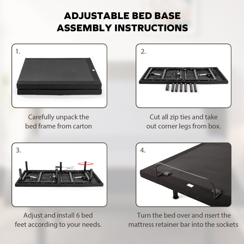 Massaging Zero Gravity Adjustable Bed with 14" Memory Foam Mattress - Wireless Remote, King