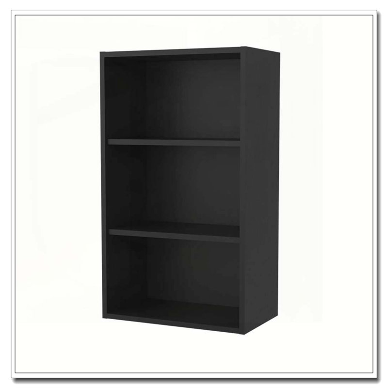 Black Wall Cabinet with Open Storage, 36" H x 21" W x 12" D, Black
