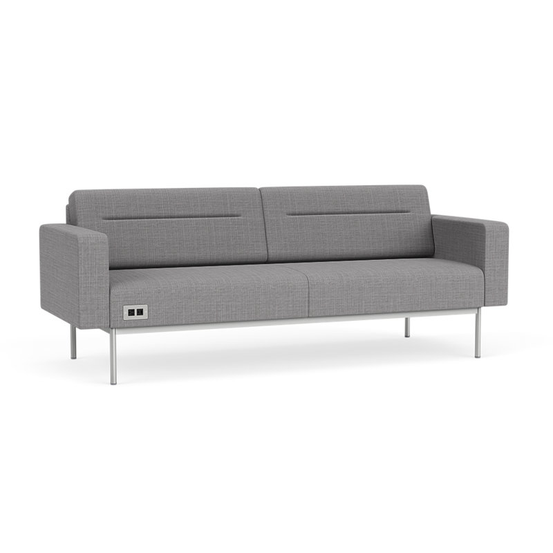 Canapé de réception Darsey, Avec alimentation, Argent argent, Gris chambray