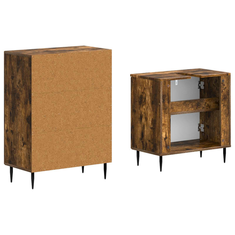 Bathroom Storage Furniture Set, Smoked Oak