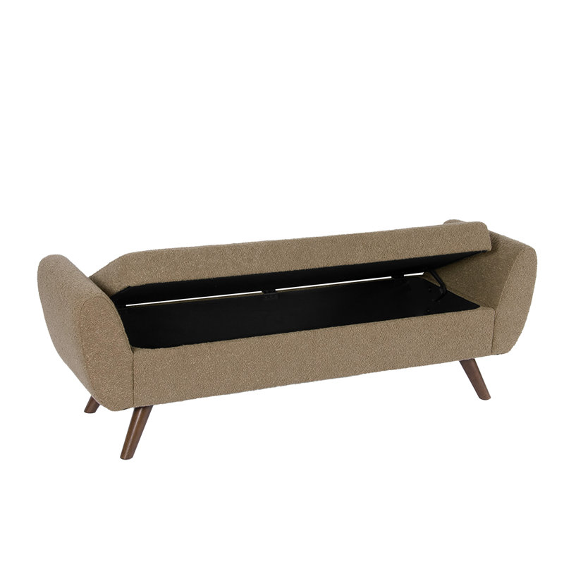Amsi Upholstered Storage Bench, Brown Boucle