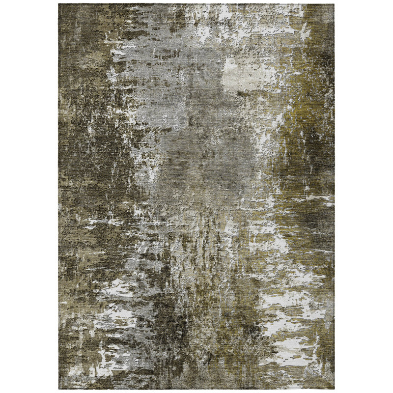 Tapis d'extérieur lavable abstrait taupe brun et gris 3 pi x 5 pi