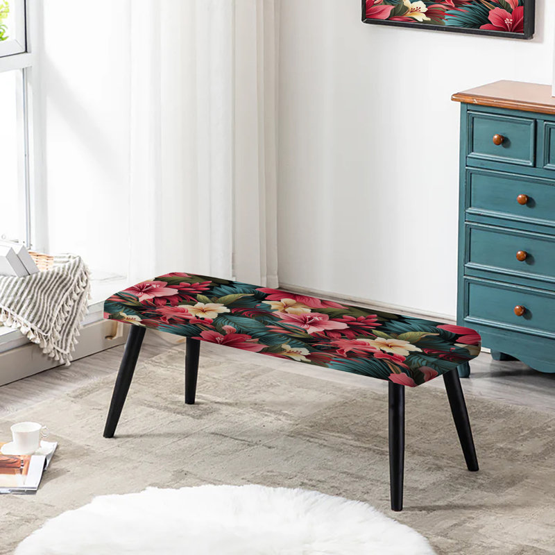 Miroir - motif tropical - banc rembourré noir Tropical