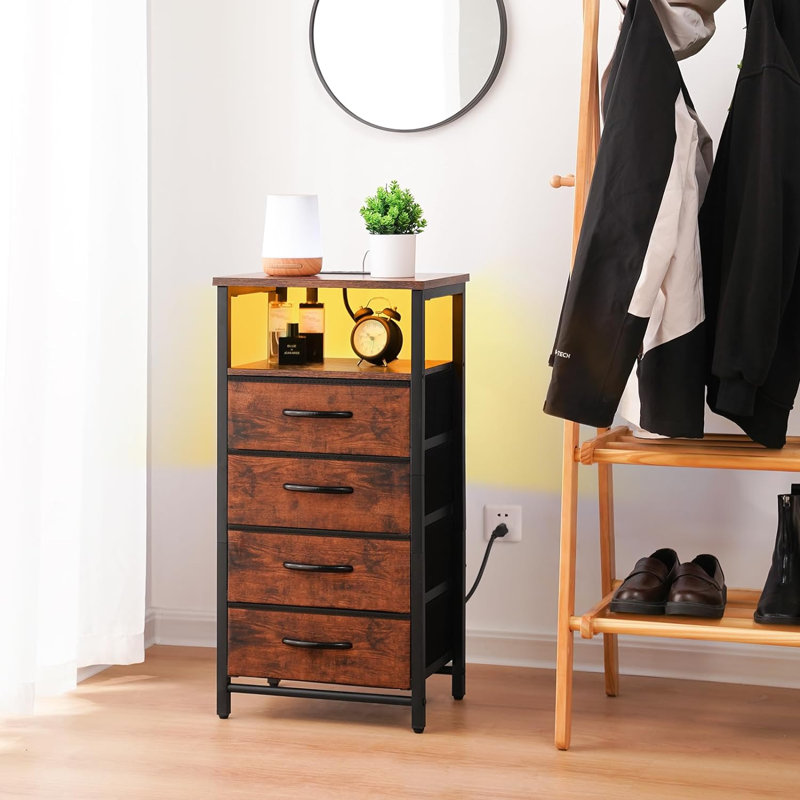 Kinshasha 16'' W Metal Nightstand, Black/Brown