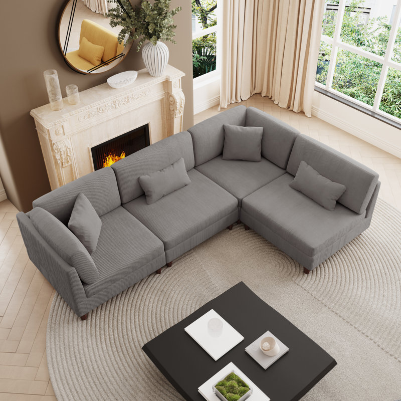 Seemab Modular Corner Sofa, Light Grey