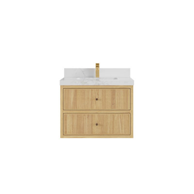 Sonoma Floating Teak 30'' Single Bathroom Vanity with Top