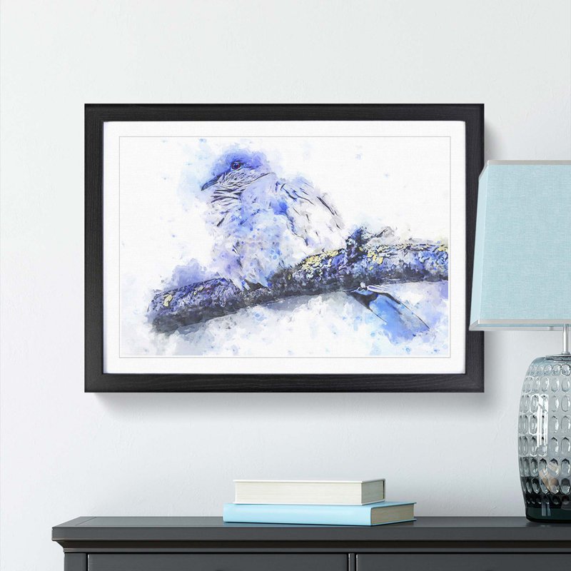 Turtledove in Abstract - Picture Frame Painting Print, 35cm H x 50cm W x 2cm D, Black