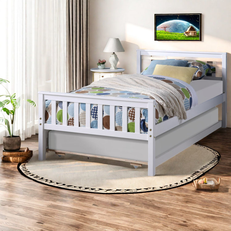 Lits simples peu encombrants avec lit gigogne, bois de pin, style contemporain pour petits espaces