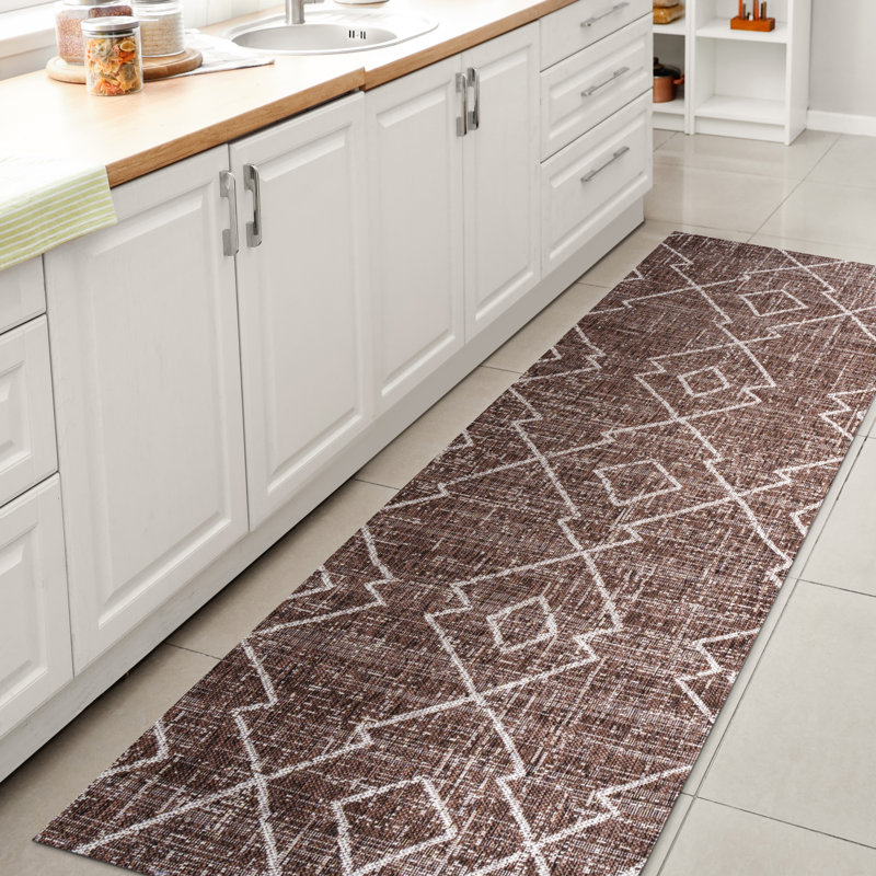 Tapis intérieur / extérieur brun / beige Mudd, Tapis de couloir 2 pi 2 po x 10 pi