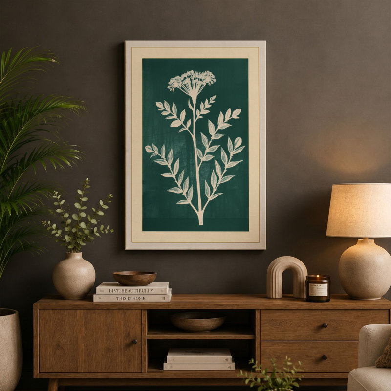 Study in White Botanical - Wrapped Canvas, 30x20 - 76.2 x 50.8 cm, Cream Border